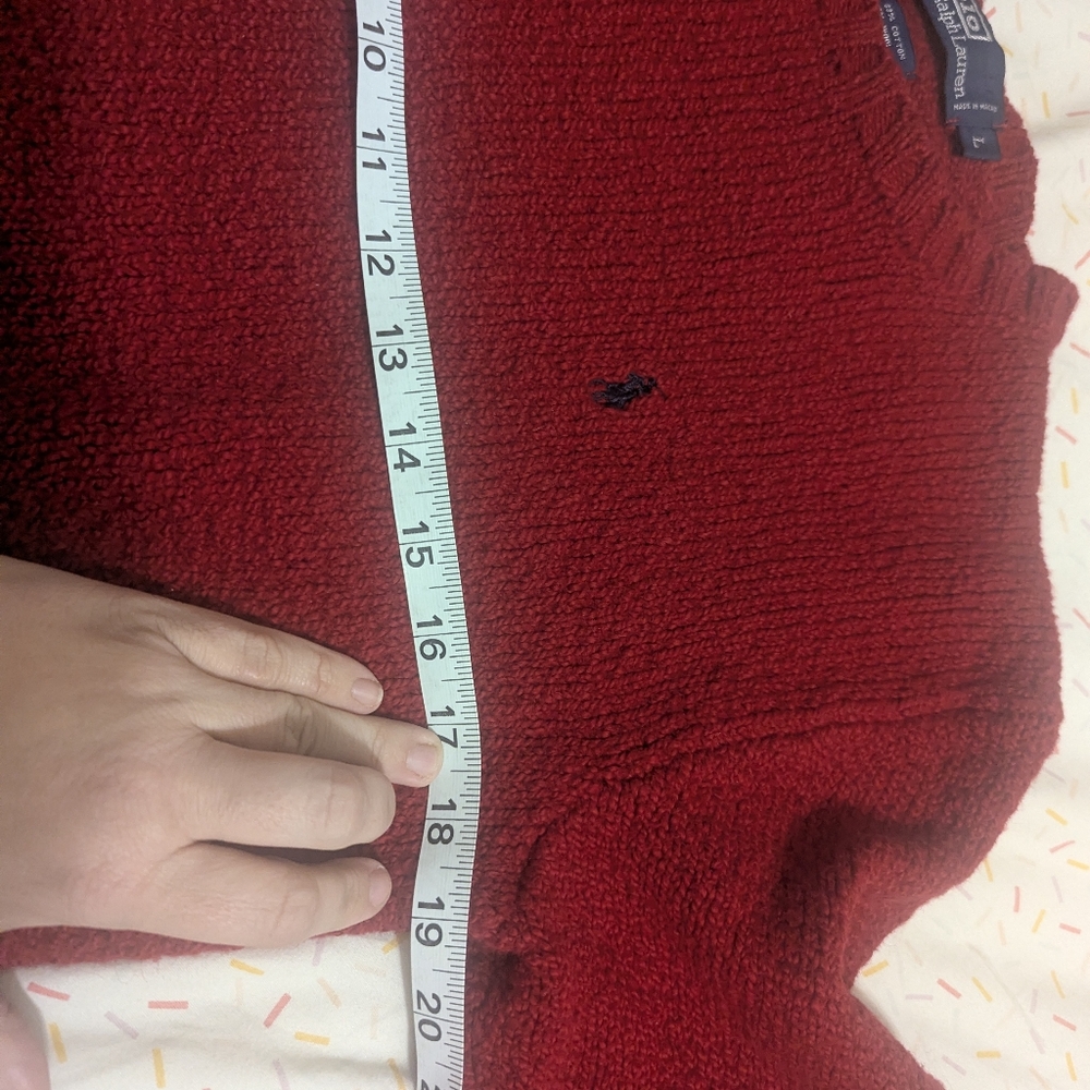 Polo Ralph Lauren Red Crewneck Cotton/Wool Blend Sweater - Picture 6 of 7